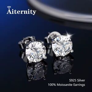 Super Shine GRA Certified  925 Sterling Silver 2 CT 8MM Moissanite Earrings